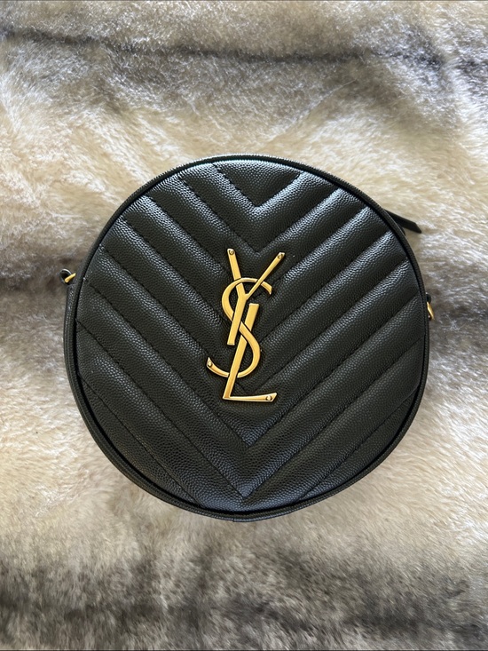 Saint Laurent Handbags - Saint Laurent Black Quilted Round Crossbody with Gold YSL Logo